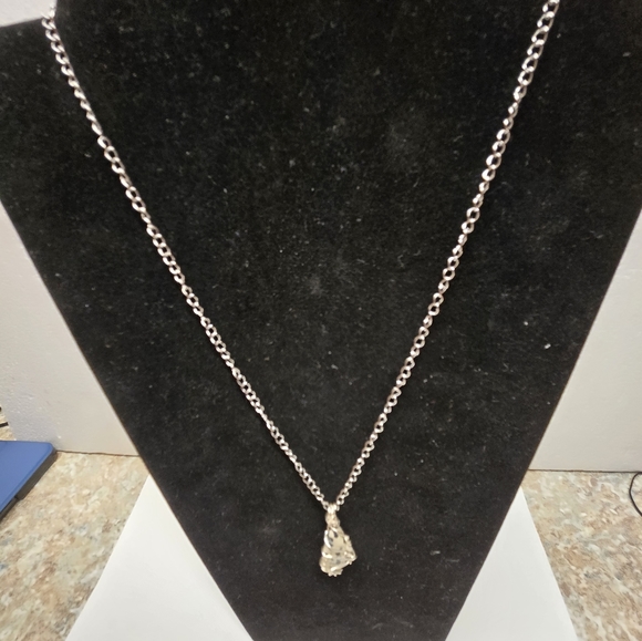 Silver Chain and Black and White Dalmatian Stone Necklace - Picture 2 of 9